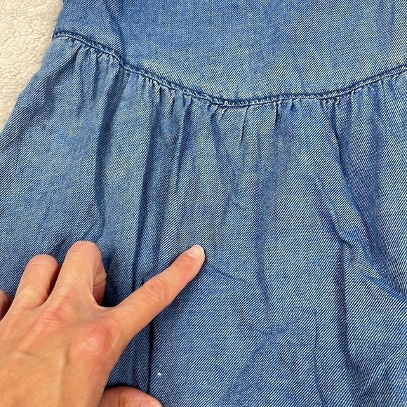 Anthropologie Pilcro Flounced Tunic Dress Chambray Denim Cotton Blue Sz L - Picture 9 of 16